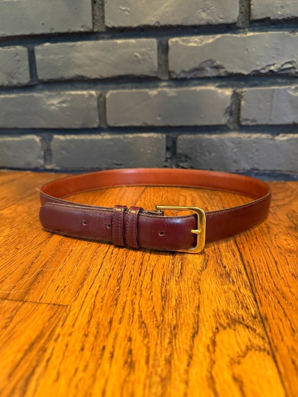 Coach 5800 Burgundy Leather Brass Buckle Belt Size 34